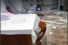 Leszakadt egy darab a lugosi kórház mosodájának mennyezetéből