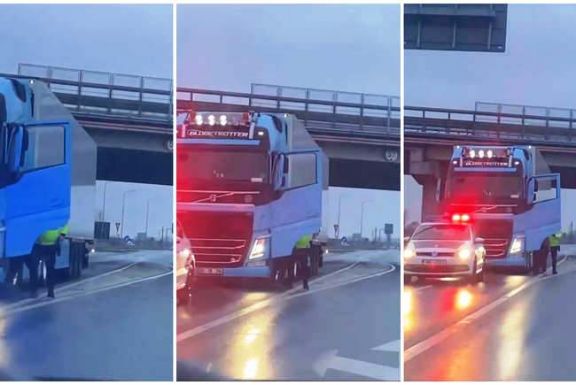 Fegyverrel fenyegette meg az agresszív török kamionsofőrt a rendőr (VIDEÓ)