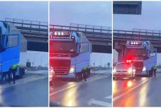 Fegyverrel fenyegette meg az agresszív török kamionsofőrt a rendőr (VIDEÓ)