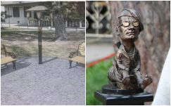 Miniszobrot avattak Bódi László „Cipő” tiszteletére szülővárosában, Ungváron