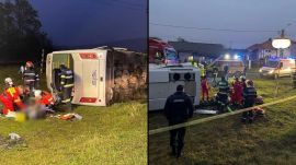 Tartálykocsival ütközött és felborult egy autóbusz – egy személy a helyszínen meghalt