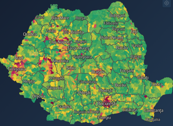 Interaktív térképen követhetjük a települések fertőzési rátáját