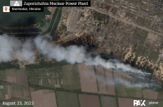 Ég az erdő a zaporizzsjai erőmű mellett