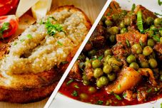 Padlizsánkrém és sertéshúsos zöldborsóragu hétvégére