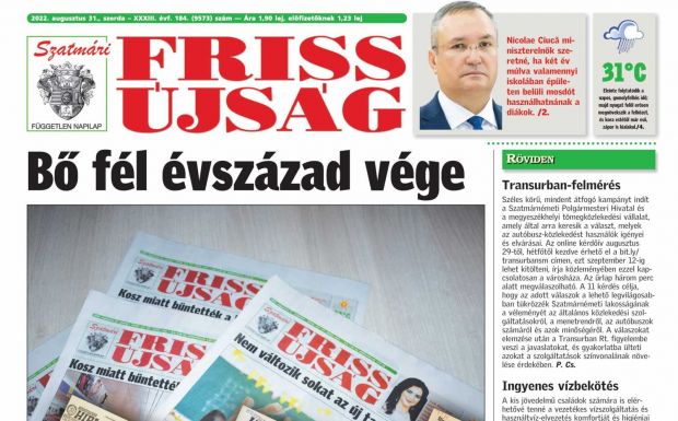 FRISSÍTVE – Elbúcsúzott olvasóitól a Szatmári Friss Újság, megszólalt a kiadó és a MÚRE is