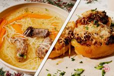 Libanyakból készült húsleves és darálthússal töltött krumpli hétvégére