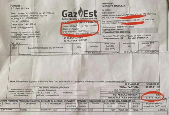 Egy kisnyugdíjas közel 7 millió eurós gázszámlát kapott