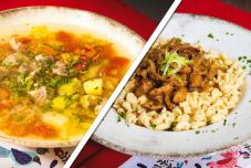 Sertéscsorba ciberével és erdélyi vetrece nokedlivel