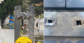 FRISSÍTVE – Megrongálták Jecza Péter szobrászművész síremlékét Temesváron