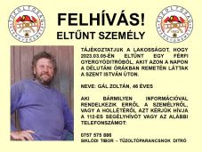 Eltűnt egy gyergyóditrói férfi, a rendőrség a lakosság segítségét kéri