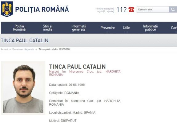 Egy eltűnt csíkszeredai fiatalember felkutatásához kéri a lakosság segítségét a rendőrség