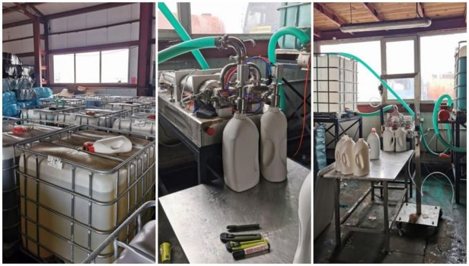 Százezer liter hamisított folyékony mosószert fedeztek fel egy Maros megyei titkos raktárban