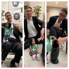 A világ legmagasabb férfija a világ legalacsonyabb nőjével fotózkodott