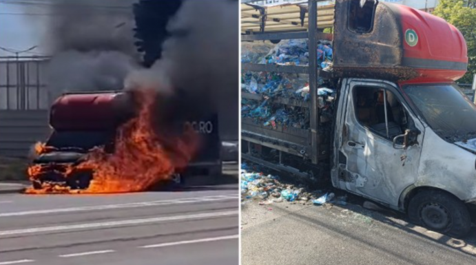 Visszaváltható csomagolást szállító kamion gyulladt ki