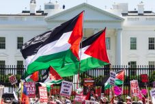 Több ezres palesztinpárti tüntetés zajlott a Fehér Ház előtt