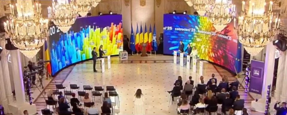 Elnökjelölti vita: Simion elviharzott a Cotroceni-palotából