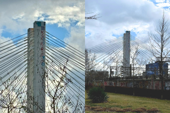 Fasiszta jelképek a bukaresti Basarab hídon