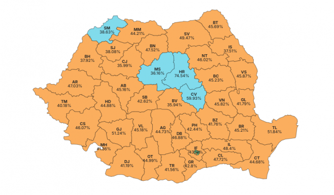Megdöbbentő térkép: Simion „bevette” az országot, Székelyföldön azért Crin Antonescu vezet