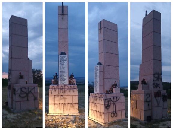 „Magyarokat a Duna mögé!” –  Megrongálták a huszáremlékművet