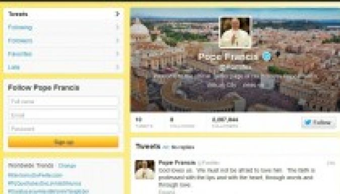 Több mint ötmillióan követik a pápai Twitter-üzeneteket