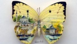 Isztambul látképe egy lepkeszárnyon