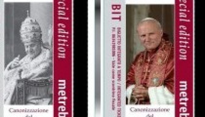 XXIII. János és II. János Pál a római tömegközlekedési jegyeken