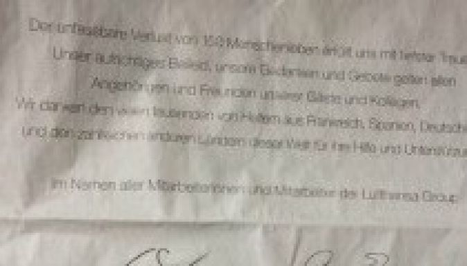 Egész oldalas részvétnyilvánítást tett közzé a Lufthansa-csoport