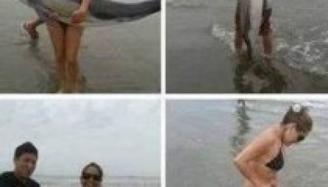 Partra vetett delfinnel fotózkodott a fiatal pár