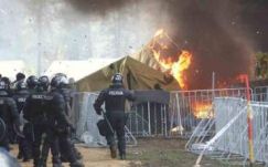 Sátrak gyulladtak ki egy szlovén menekültállomáson