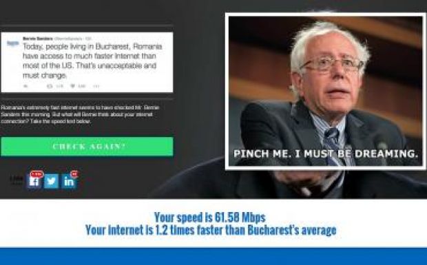 Sanders a román netsebességet dícsérte – rászállt az internet népe