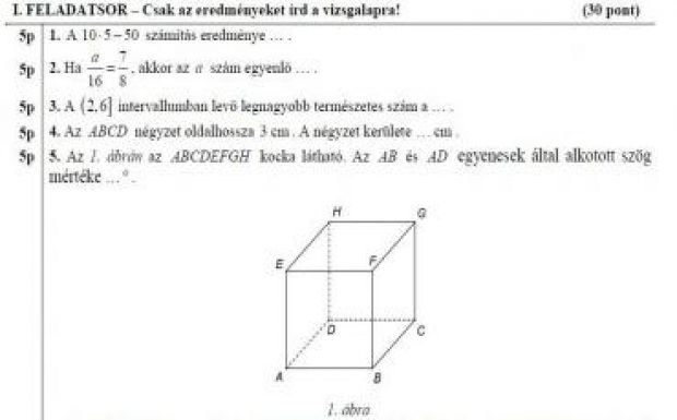 Közzétették a kisérettségizők matematikatételeit