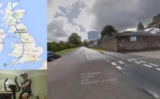 Szobabiciklivel teker végig Nagy-Britannián egy férfi