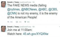 Trump: a hamis híreket közlő média az amerikai nép ellensége 