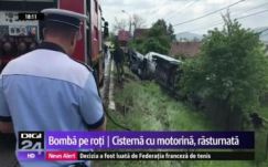 Felborult egy üzemanyagot szállító tartálykocsi