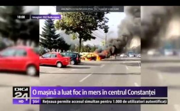 Forgalomban lobbant lángra egy autó Konstancán