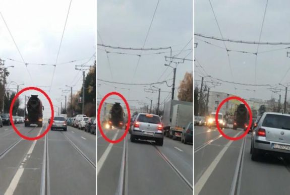 Majdnem tragédiát okozott egy betonkeverő kamion Kolozsváron