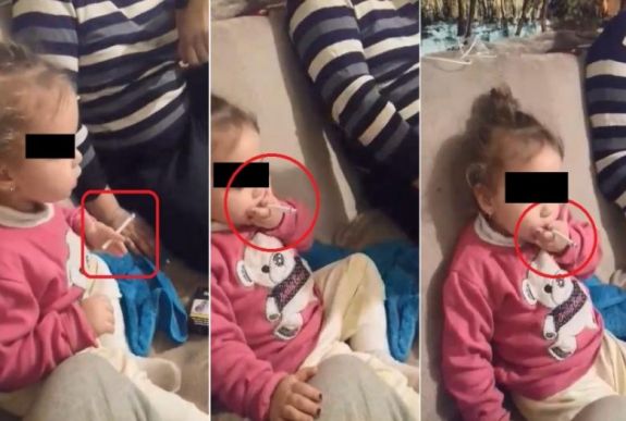 Szülei biztatták cigarettázásra a két éves tulceai kislányt – „Kávét nem kérsz?”