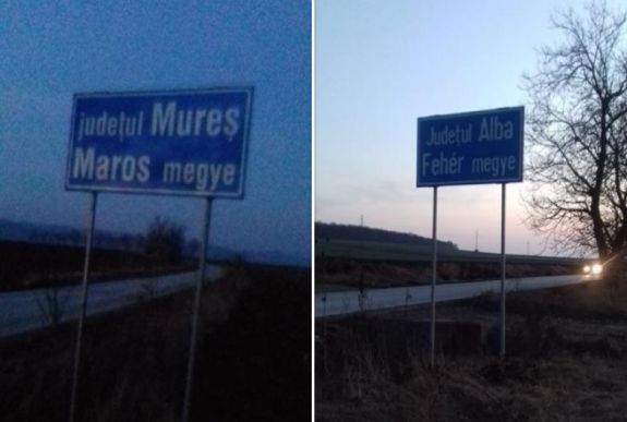 FRISSÍTVE – Visszakerült a kétnyelvű tábla Maros megye határába
