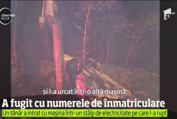 Kettétörte a villanypóznát, majd elmenekült a rendszámtáblákkal