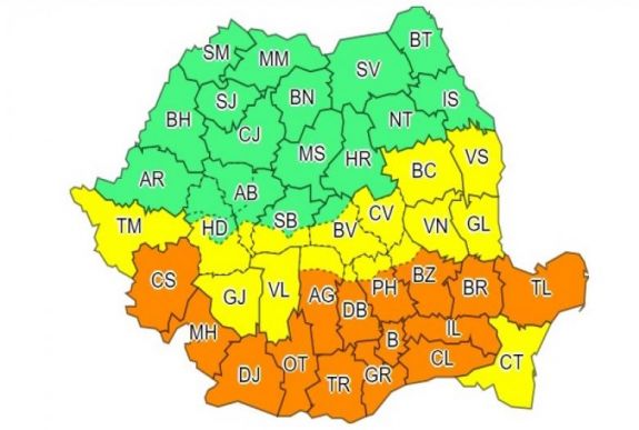 Narancs jelzésű hóriadó van 15 megyében