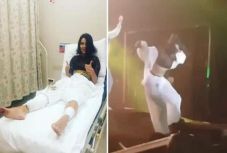 Beszakadt a színpad, 2 métert zuhant Inna