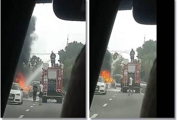 Lángba borult egy BMW a temesvári forgalomban