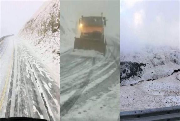 Téli útviszonyok a Transzfogarason, helyenként tíz centiméteres a hó