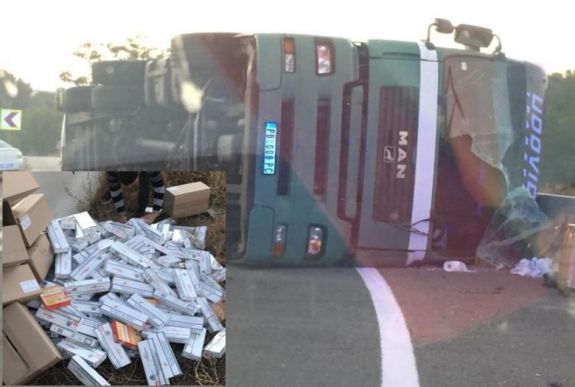 Peches volt a szerb cigarettacsempész: felborult a kamionja Olténiában