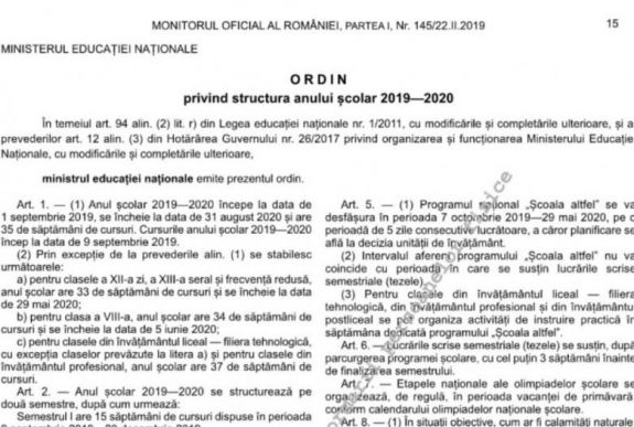 Megjelent a Hivatalos Közlönyben a 2019/2020-as tanév rendje