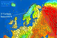 31 fokot mutattak a hőmérők az északi sarkkör közelében