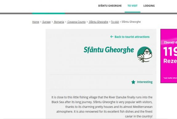 Sepsiszentgyörgyöt kis halászfaluként ajánlja a neves Michelin útikalauz