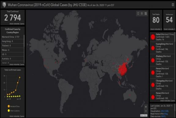 Egy térképen követhető, hogyan terjed a világban a kínai koronavírus