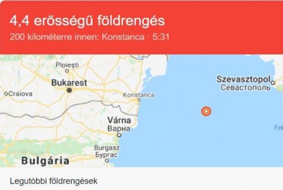 Nagyobbacska földrengés volt vasárnap hajnalban a Fekete-tengerben