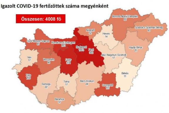 Koronavírus Magyarországon: meghalt egy beteg és 4008-ra emelkedett a fertőzöttek száma
